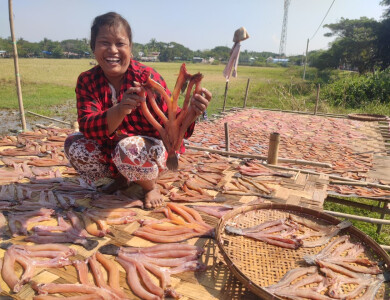 Bénéficiaire vendeuse de poisson - Sont Oo Tethwin - Entrepreneurs du Monde
