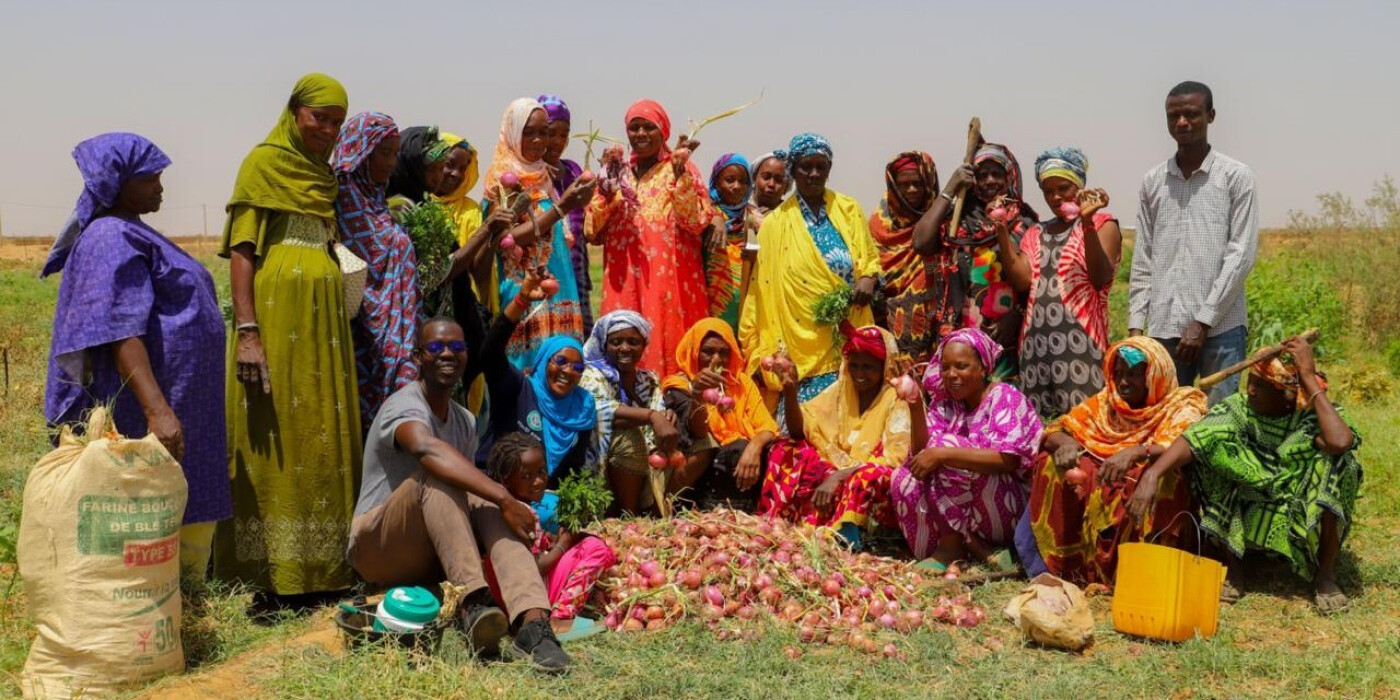 Groupe de productrices d'oignons appuyées par Fina Tawa au Sénégal